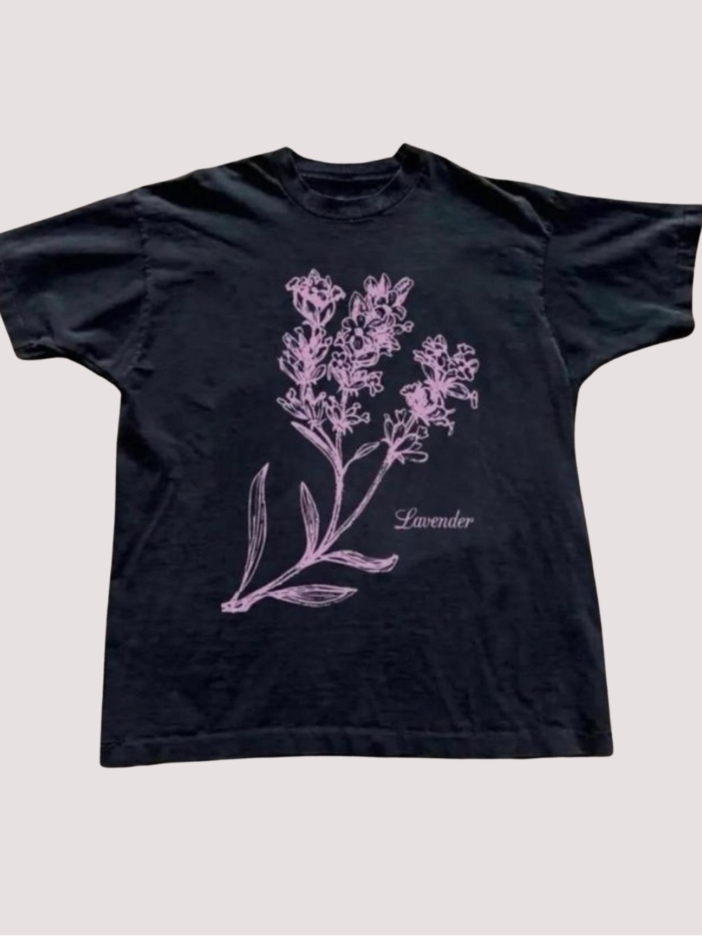 Lavender Graphic T‑Shirt, Retro Black with Pink Print